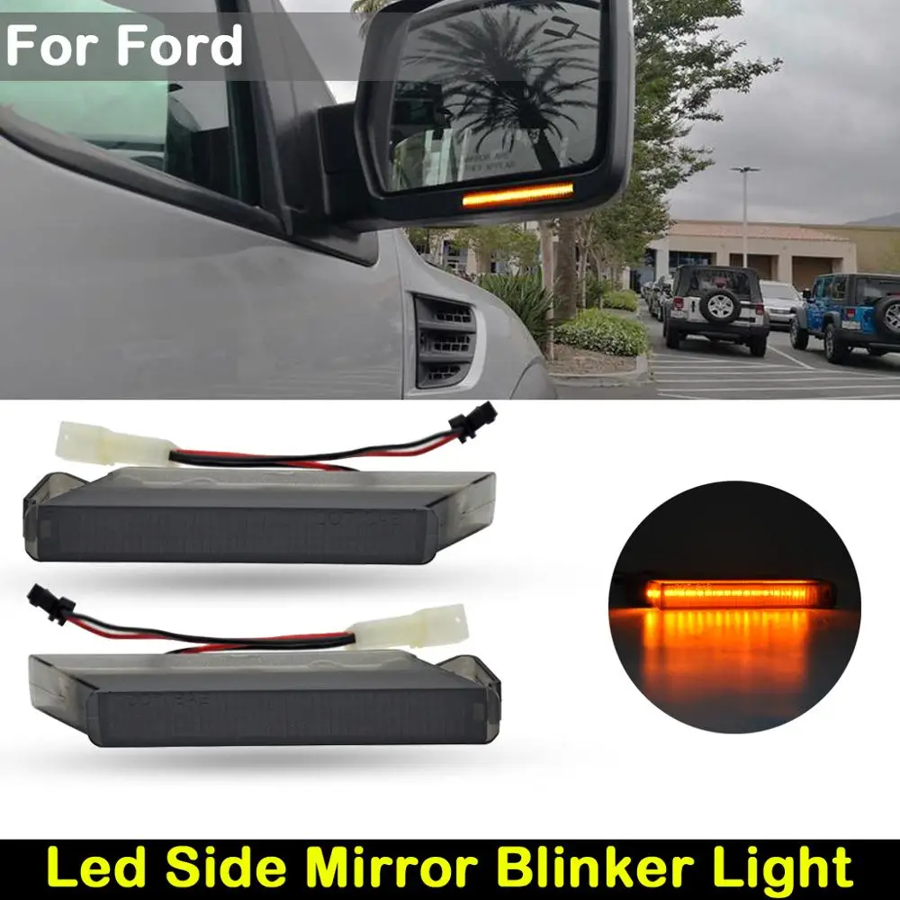 

FOR Ford F-150 2004-2014 Lincoln Mark LT 2006-2008 Smoked lens LED Side Rearview Mirror Light amber Turn Signal Indicator Lamp