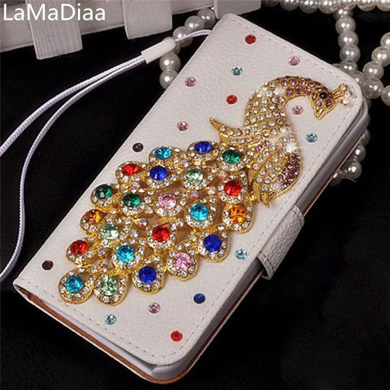 

Bling Diamond Peacock Leather Flip Wallet Case, Cover for Samsung, S10, NOTE10, 8, 9, iPhone 5G, 11Pro, XR