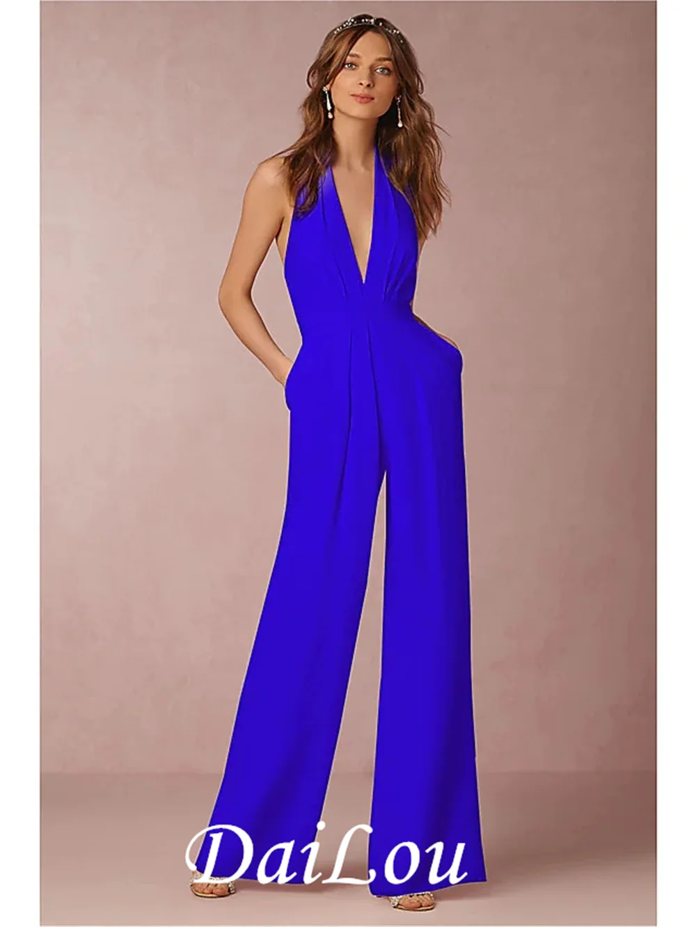 Robe de soirée formelle d'invité de mariage, combinaisons minimalistes, col licou, fibre, longueur au sol, IQUE dex avec élégant, 2021