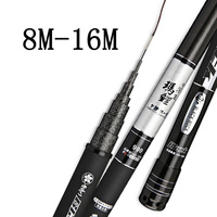 Full Length 8m 9m 10m 11m 12m 13m 14m 15m 16m Power Hand Pole Carbon Fishing Rod Super Light Telescopic Rod Stick Spare tip A346