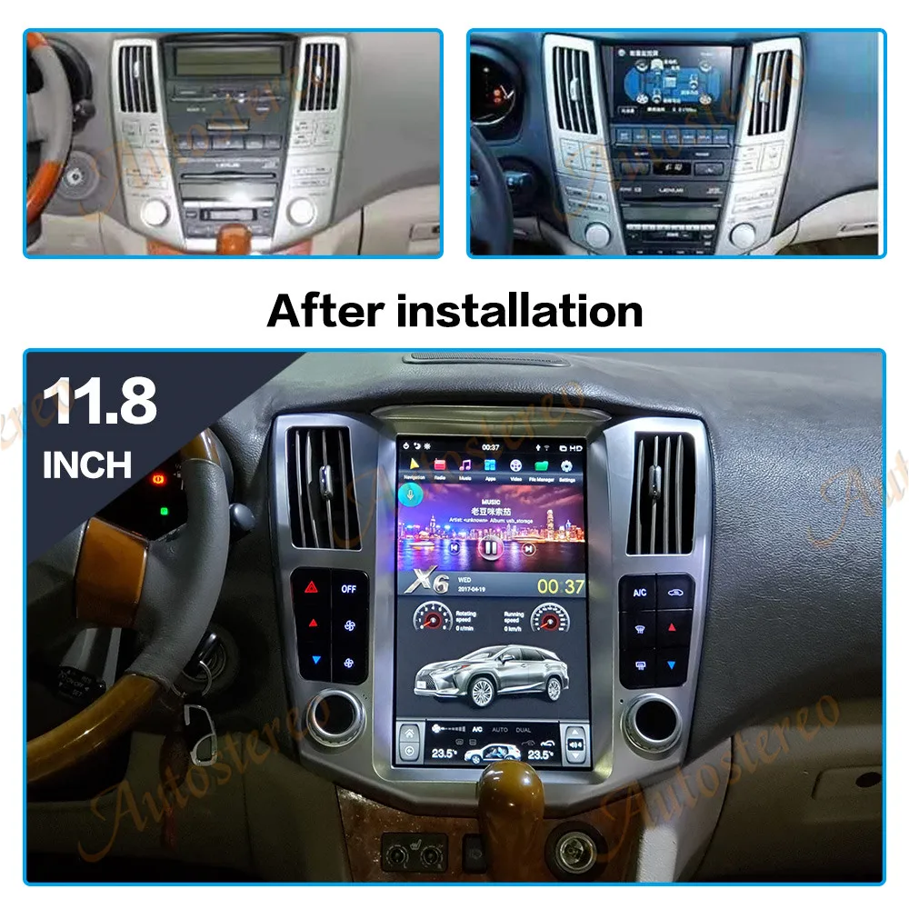 Tesla Radio Android 9.0 4+64GB Car Multimedia Player GPS Navigation For Lexus RX300 RX350 RX400 2004-2007 Head Unit Radio Stereo