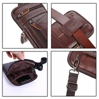 Leather Fashion Phone Pouch Belt Bag Shoulder Crossbody Waist Pack Vintage Outdoor Multi-function Mens Leisure Hanging Waist Bag 2
