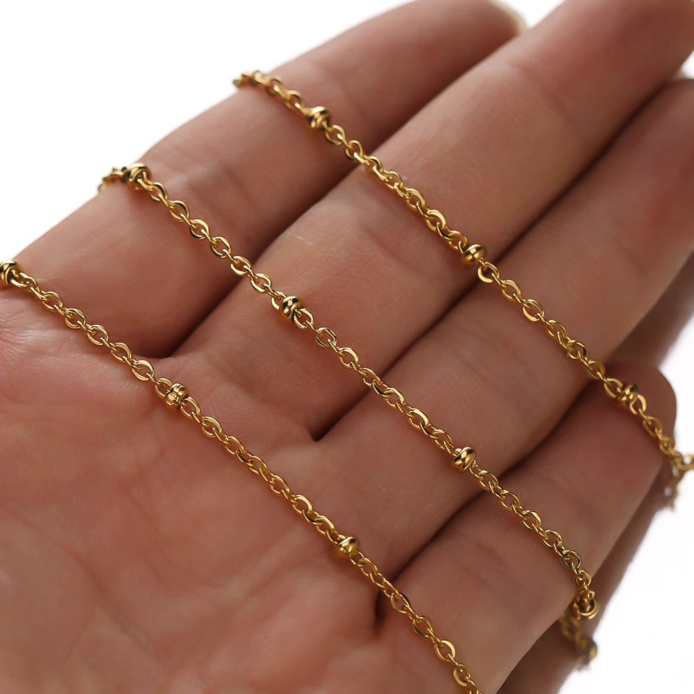 2 Meter Edelstahl-Kabelkettenperlen für DIY-Halsketten, Choker, Armbandkomponenten und Körperketten – Detail 4
