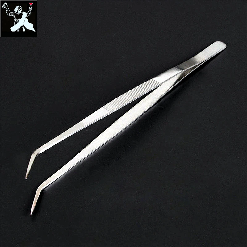 14/16/18/20/25/30cm Sliver/Gold  Stainless Steel Elbow Tweezer Mint Leaf Ice Clip Medical Kitchen Food Tongs Bar Cocktail Tools