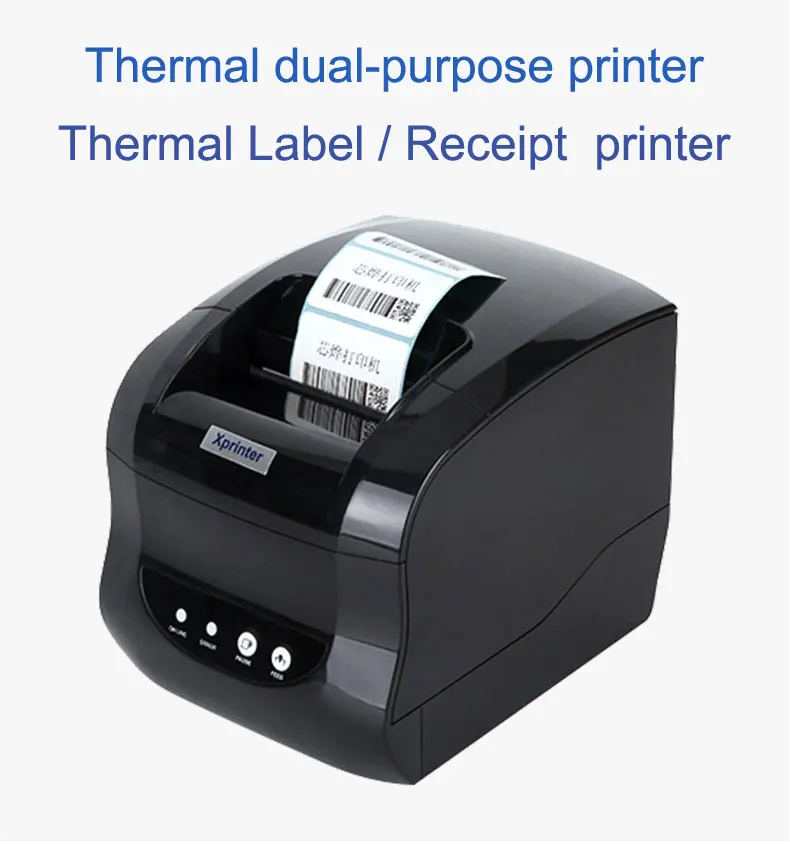 Xprinter XP-365B Thermal Label/Receipt Printer Bluetooth Mobile Ethernet Printing 20mm-80mm Barcode Paper 127mm/s  360B