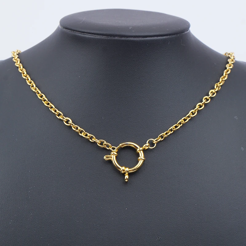 Stainless Steel O Rolo Chain Necklace For Women Gold/Silver Color Metal Link Chain Choker Necklaces