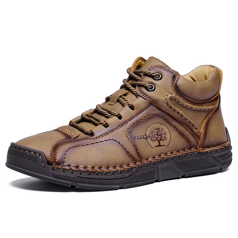 Large Size 48 Handmade Genuine Leather Men Boots Tooling Shoes Ankle Boots For Men Casual Shoes Hot Sale Men Botas Hombres