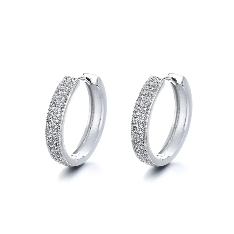 

Buyee 925 Sterling Silver Female Earring Circle White Zircon Earring for Women Fashion Classica Wedding Fine Jewelry Earring