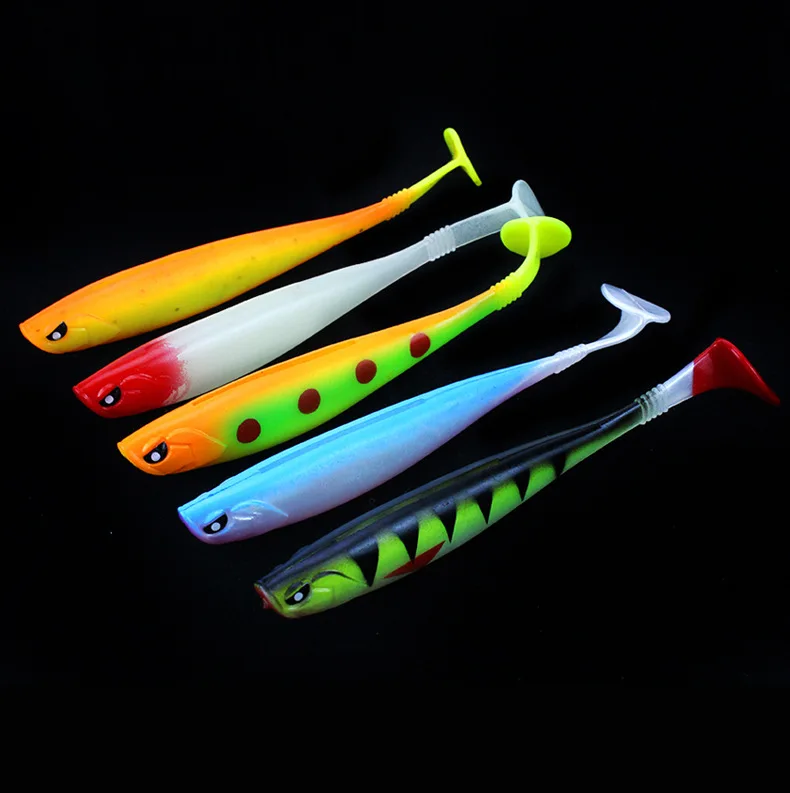 T-tailed soft fish 12cm/10g back grooved rainbow fish PVC material software simulation Lure bait swimbait  soft fishing lures