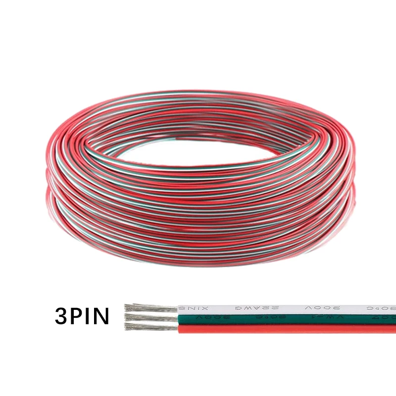 2pin 3pin 4pin 5pin Extension Wire Cable 22AWG Led Connector For WS2812 WS2811 RGB RGBW RGB CCT 5050 3528 LED Strip