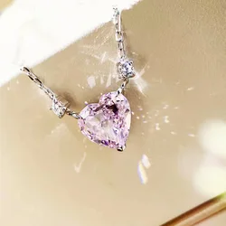 Huitan Fresh Bright Cubic Zirconia Love Pendant Necklace Exquisit Engagement Necklace for Women Delicate Gift 2021 Trend Jewelry