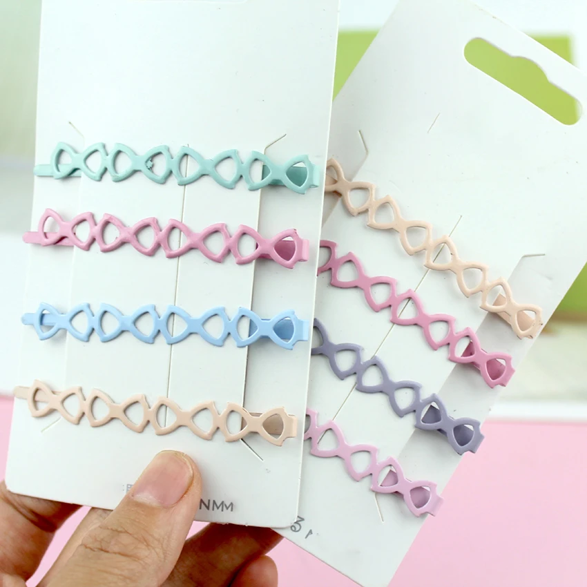 4 قطعة/المجموعة الملونة الحب الجوف سبائك الجانب كليب إكسسوارات الشعر دبوس الحلوى اللون الأطفال دبابيس الشعر أداة زخرفة