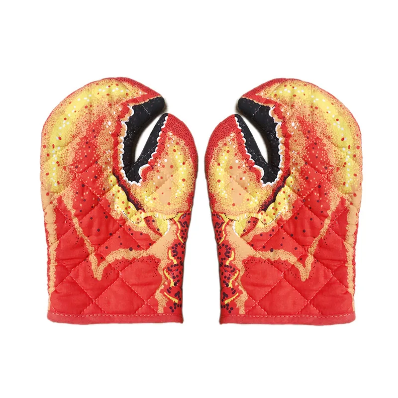 Creative 3D Crab Claws Microwave Oven Glove Heat Resistant Non-slip BBQ Baking Gloves Kitchen Accessories Ovenwanten Tool Mitten