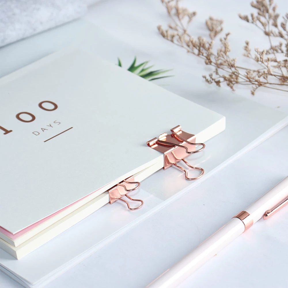 Bookmark Paper Clips Assorted Sizes Rose gold Large Paper Clips And Binder Clips Set