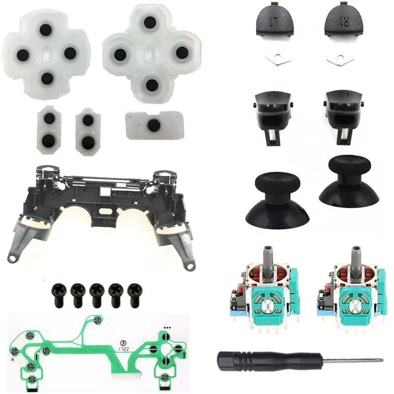 PS4 Pro JDM-050 JDM-055 JDS 055 JDS 050 Reparação R1L1R2L2 Botões de gatilho 3D Joysticks analógicos Thumb Sticks Filme de borracha condutora