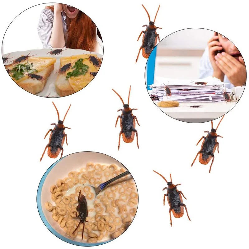 20Pcs Fake Roach Trick Joke Toys Halloween Simulation Cockroaches Prank Funny Lifelike Rubber Insect for Horrify Party