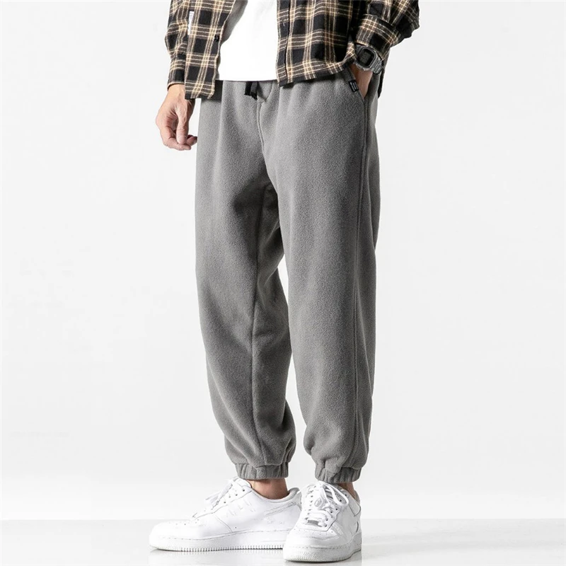 Pantalones de Jogging holgados para hombre, pantalones de chándal cálidos de forro polar, rectos, para exteriores, nueva moda, otoño e invierno, 2023