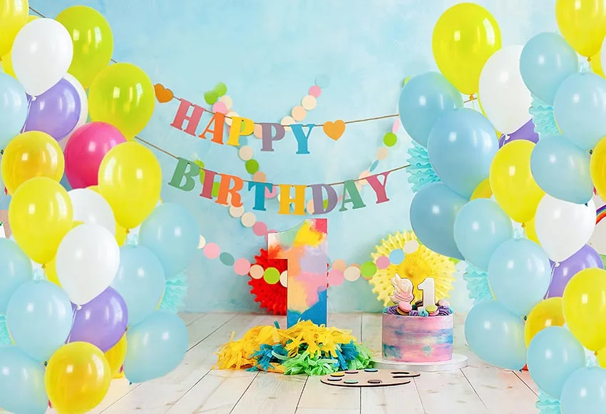 Avezano-Fondo de fotografía con globos y flores para recién nacidos, telón de fondo para retrato de primer cumpleaños, accesorios para estudio fotográfico