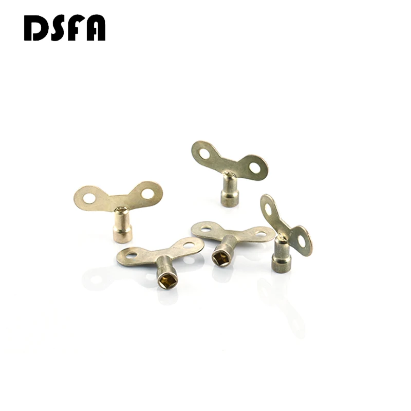 3PCS 6mm Hole Gold Tone Metal Switch Faucet Key Radiator Keys Plumbing Bleeding Key For Air Plumbing Tool