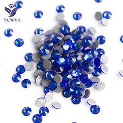 YANRUO 2058HF zaffiro Strass Hot Fix retro piatto Strass ferro caldo Strass pietre di cristallo blu per abiti da sposa