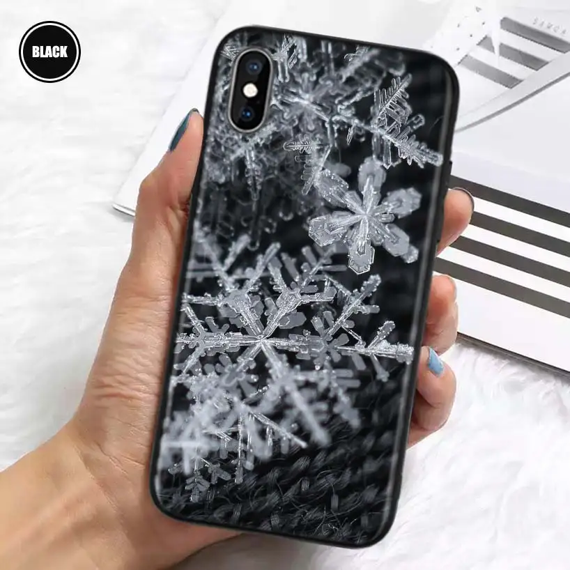 Śnieg śnieżynka zima zimny silikonowy pokrowiec Coque dla iPhone 11 Pro Max 12 Mini 13 X XS XR 7 8 6 6S Plus 5 SE telefon Shell okładka zabawa