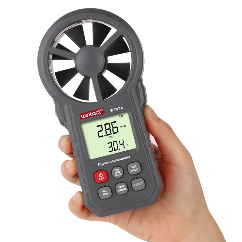 

30m/s Wind Speed Air Velocity Temp Gauge Meter Portable Digital Anemometer C/F Thermometer Wind Cold Indicator LED Backlight