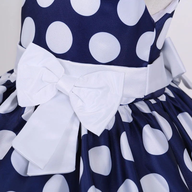 Summer Baby Girl Short Sleeve Bow Princess Dress for Girl Polka Dot Big Bow Party Wedding Dresses Kids Clothes Children Costumes