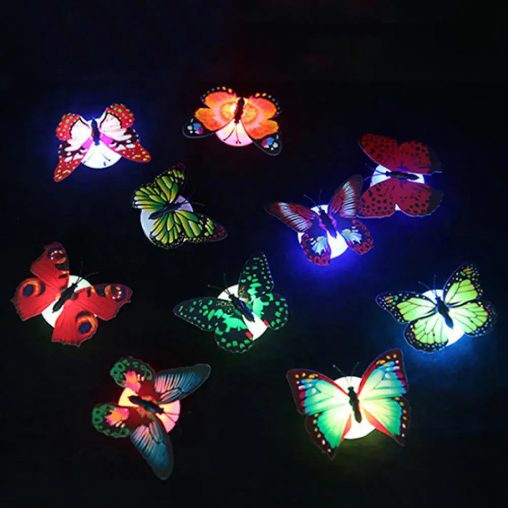 Luminous Butterfly Wall Sticker Wedding Decorative Bedroom Stick-on Night Light Cartoon Lamp Stickers Children Gifts Toys