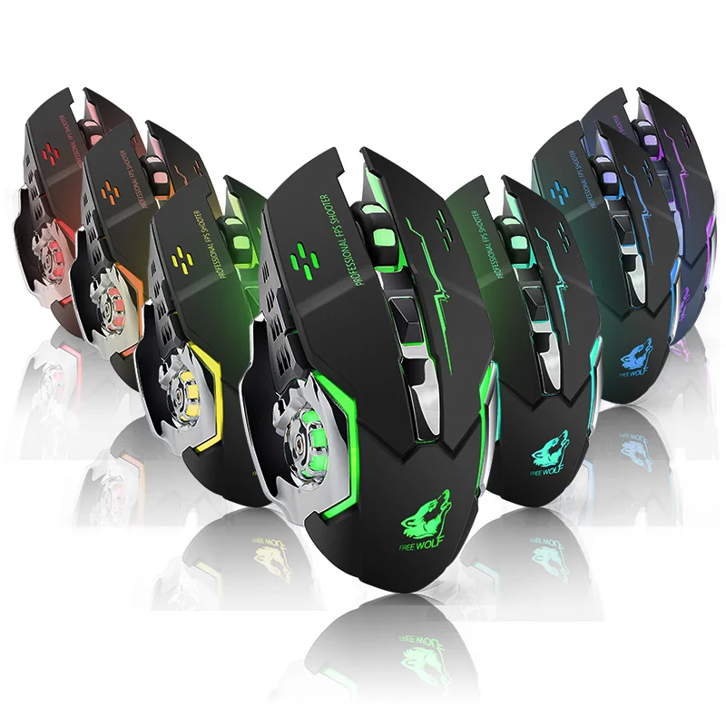 X8 Mouse Da Gioco Wireless Ricaricabile Silenzioso Retroilluminato A LED USB Ottico Ergonomico Mouse Da Gioco LOL Mouse Surf Gamer Mouse Per PC