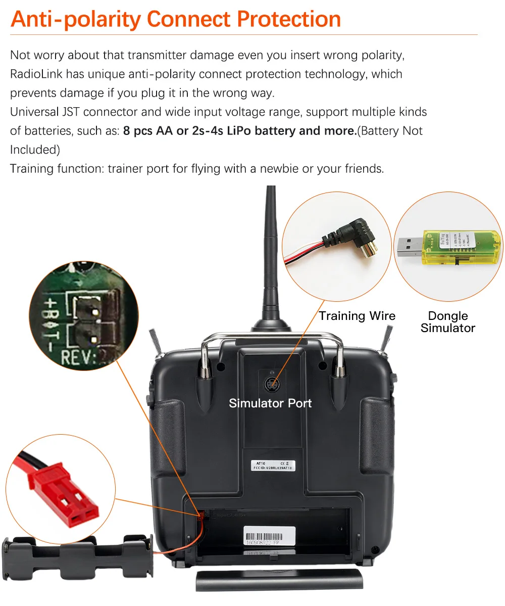 Radiolink AT10II 2,4GHz 12-Kanal RC-Sender und Empfänger R12DS AT10 II PRM-01 Spannungsrückmeldung für RC-Drohne Flugzeug Quadcopter – Detail 7