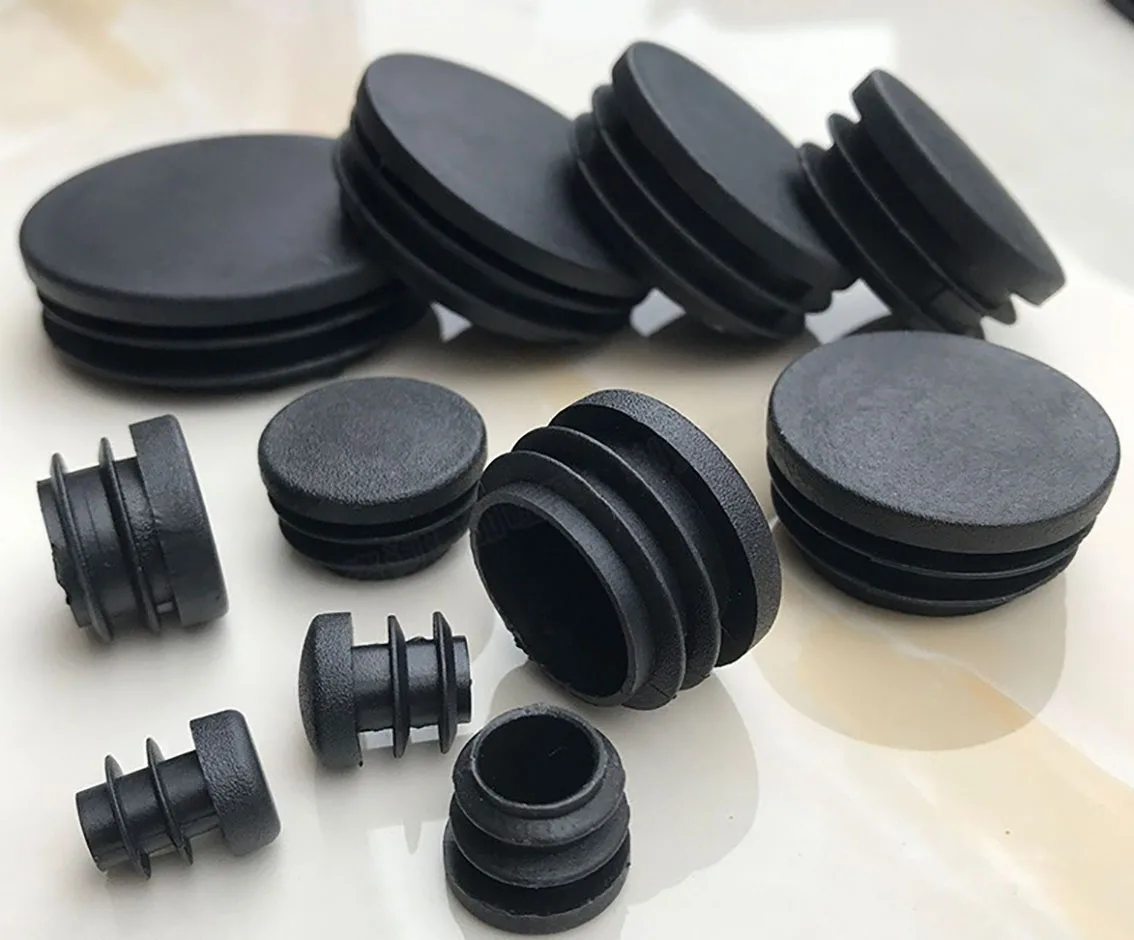 12mm-76mm Black Plastic Round Caps Inner Plug Protection Gasket Dust Seal End Cover Caps For Pipe Bolt Furniture