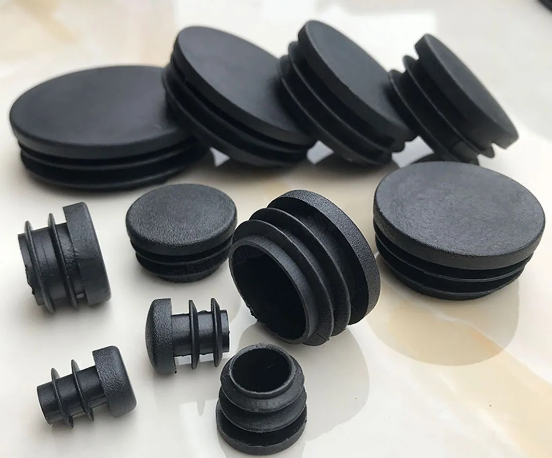 Plástico preto Rodada Caps, Inner Plug Proteção, Junta, Dust Seal, End Cover, Caps para a tubulação, Parafuso, Móveis, 12mm-76mm, 1 Pc, 2 Pcs, 5 Pcs, 10 PCes, 20 PCes