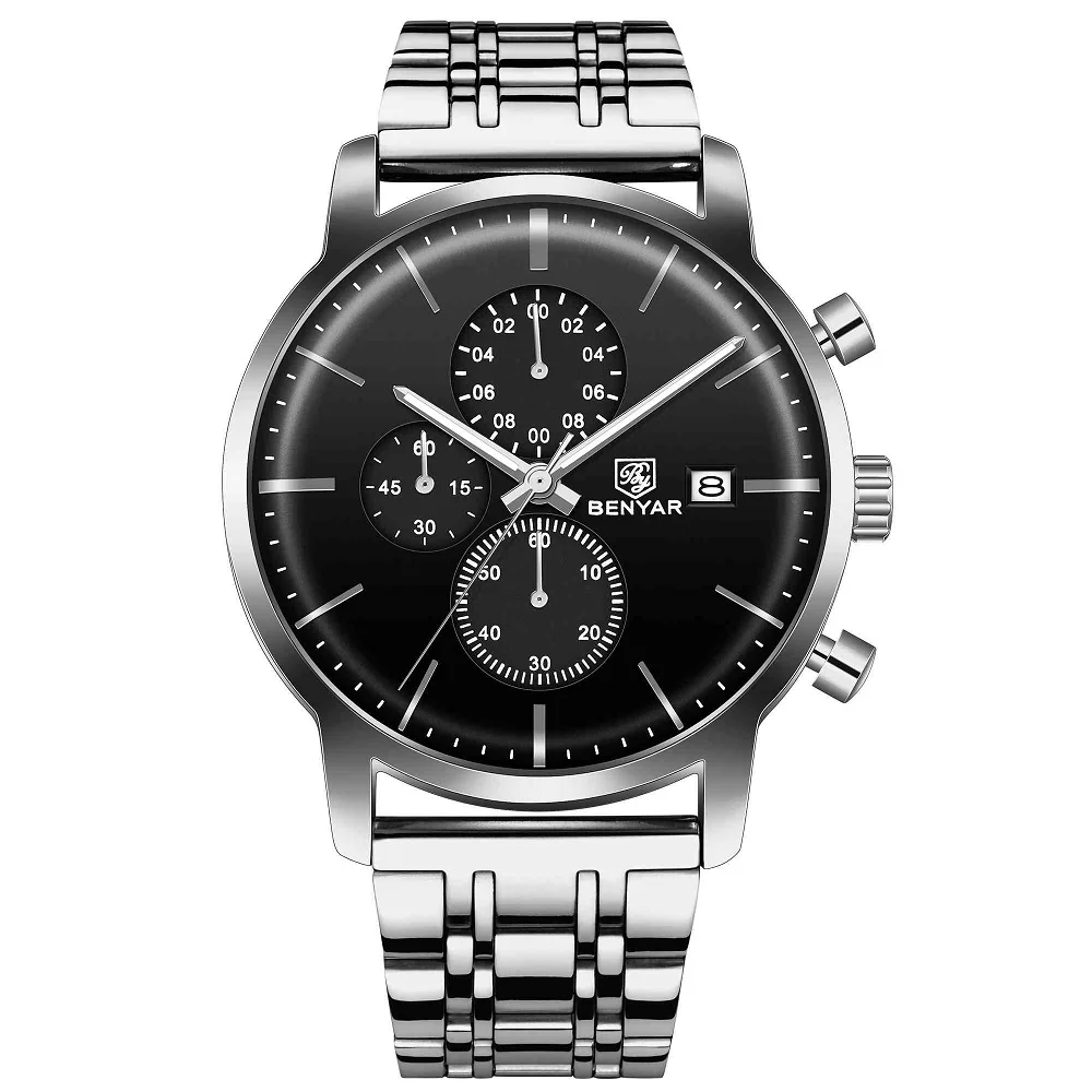 BENYAR Original Watch Male Top Brand Japan Quartz Fashion Chronograph Waterproof Business Clock Wristwatch Men Relogio Masculino