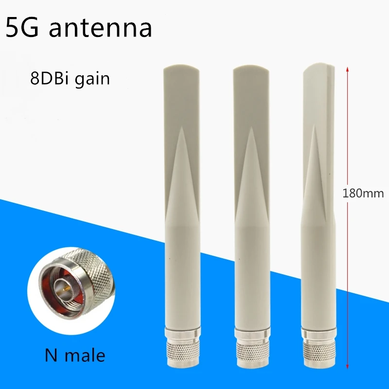 1pcs 5G external antenna rubber stick antenna N male terface 8DBi high gain 18cm total length omnidirectional waterproof