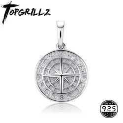 TOPGRILLZ 100% 925 Sterling Silver Compass Pendant High Quality Gold Plated Fine Jewelry Personalized Jewelry For Women