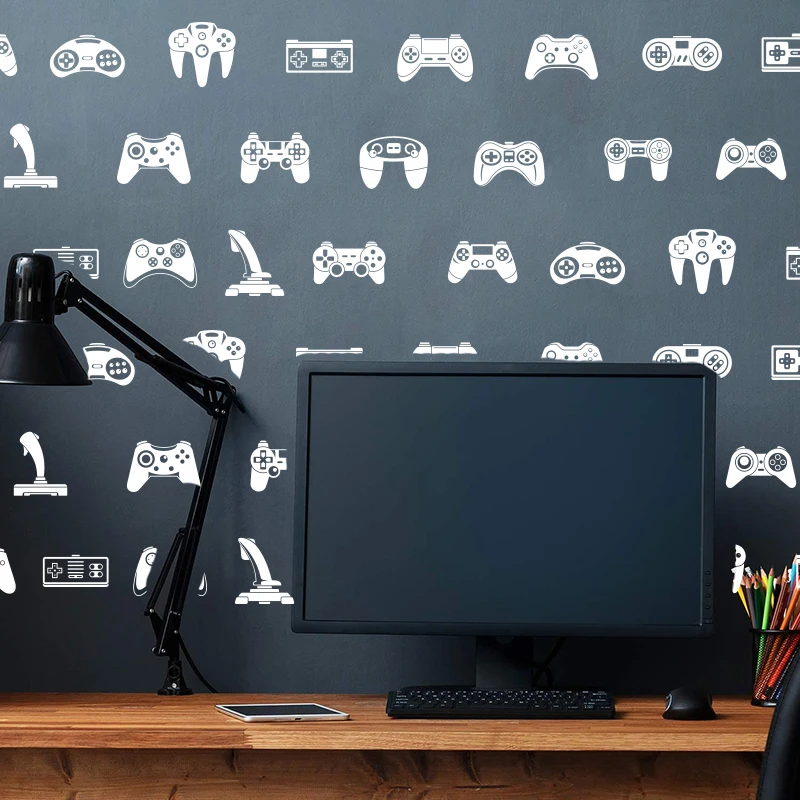 39Pcs Video Game Constroller Joysticker Wall Sticker Playroom Kids Room Gaming Zone Gamer Xbox Ps Wall Decal Bedroom Vinyl Decor view 2