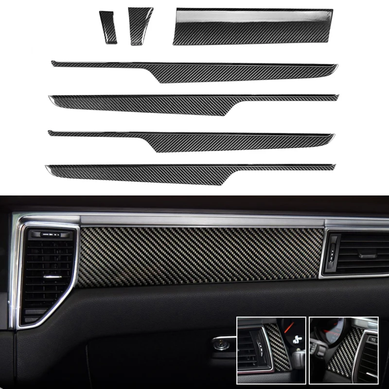 100% Real Carbon Fiber For Porsche Macan 2014 -2017 Car Interior Moldings Console Gear Shift Panel Door Strips Cover Trim