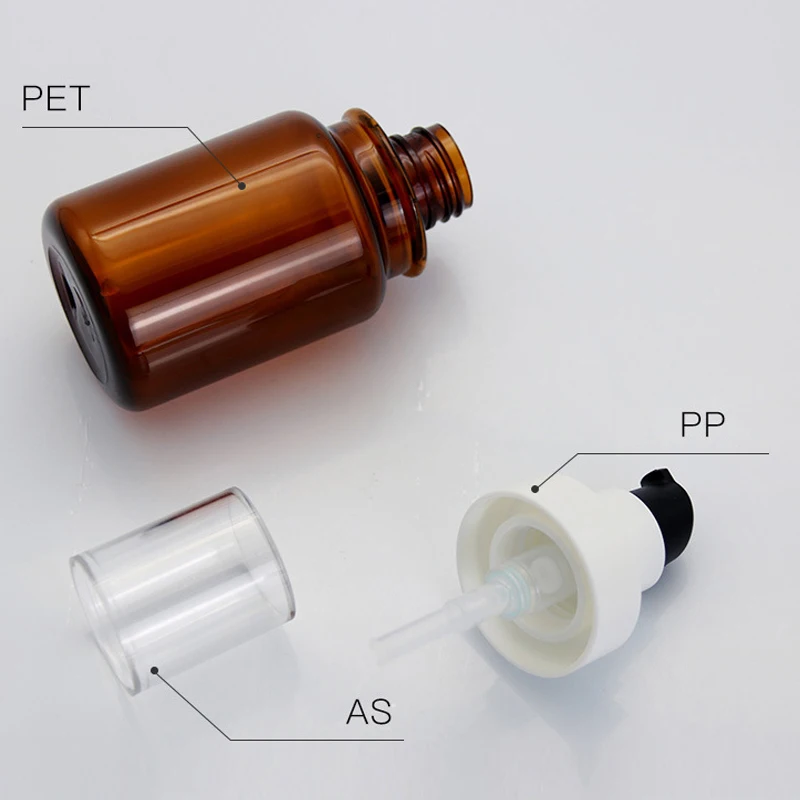 40Ml 60Ml 80Ml 100Ml 130Ml 160Ml X 20 Bruin Lege Crème Plastic Fles Essentiële lotion Behandeling Pomp Container Cosmetische Jar