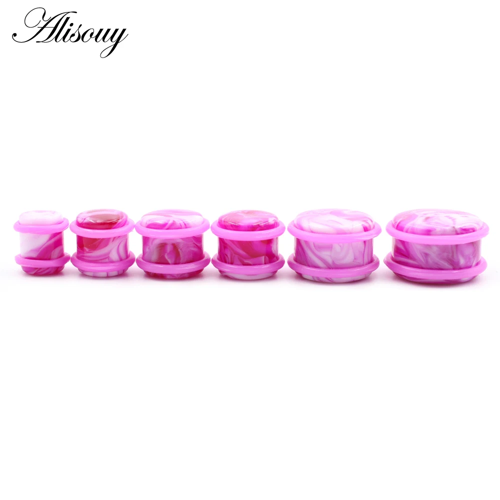 Alisouy 2pcs 10mm-20mm Mixed Color Acrylic Ear Taper Plug Ear Tunnels Gauge Kit Ear Expander Stretcher Set Body Piercing Jewelry