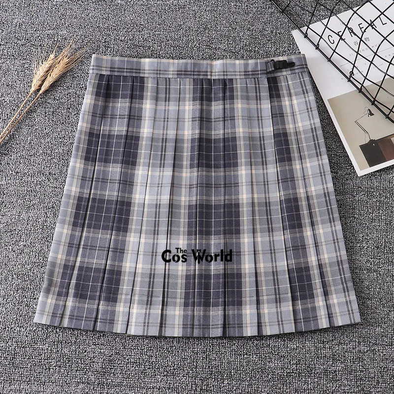 [Qing Ye] Girl's Summer High Waist Pleated Skirts Plaid Skirts Women Dress For JK School Uniform Students Cloths