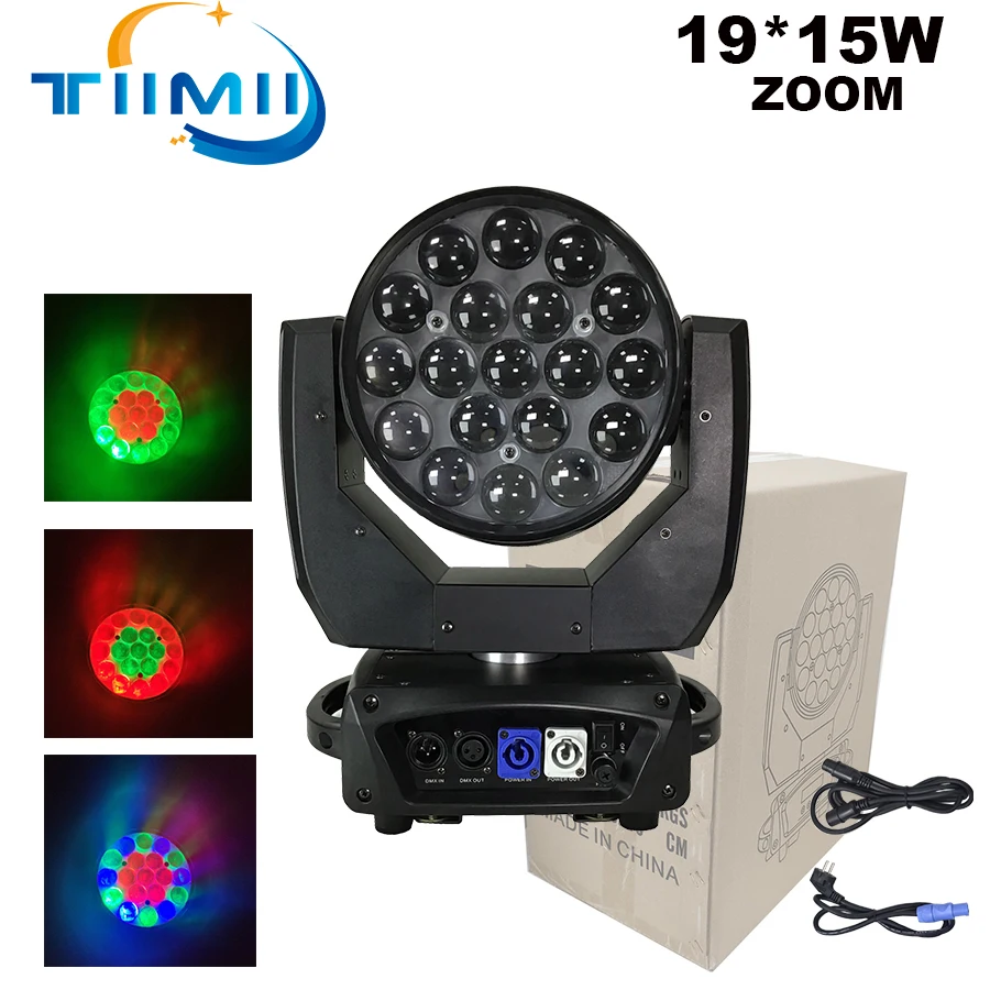 No Tax Flycase 19x15w Led Wash Zoom Moving head light Lyre Wash 19x15w Zoom CTO Mac Aura Moving Head Wash Light Dmx512