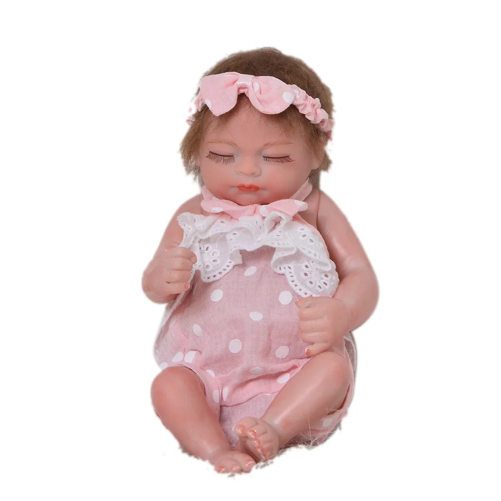 Bebes doll with 26cm rebirth doll, eyes closed simulation baby, soft body, cute, children's festival gift, children's growth