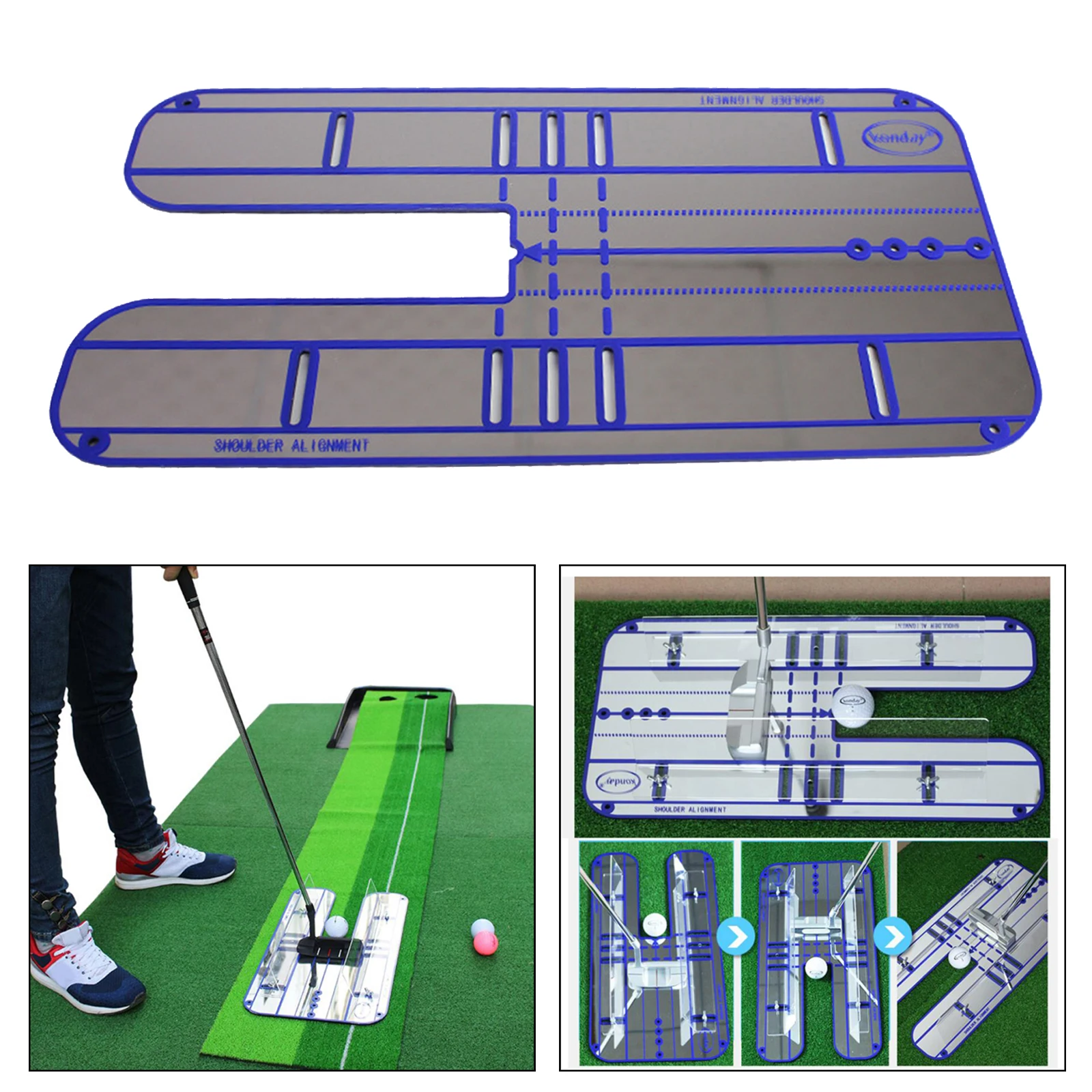 Golf Putting Mirror Portable Golf Training Aid Trainer Practice Supplies Putting Mat for Indoors Golf Gadgets Accessories