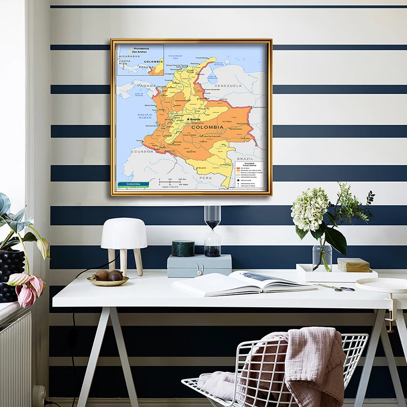 Em espanhol 60*60 cm colômbia mapa moderno arte da parede cartaz pintura da lona sala de estar decoração casa estudo suprimentos viagem presente