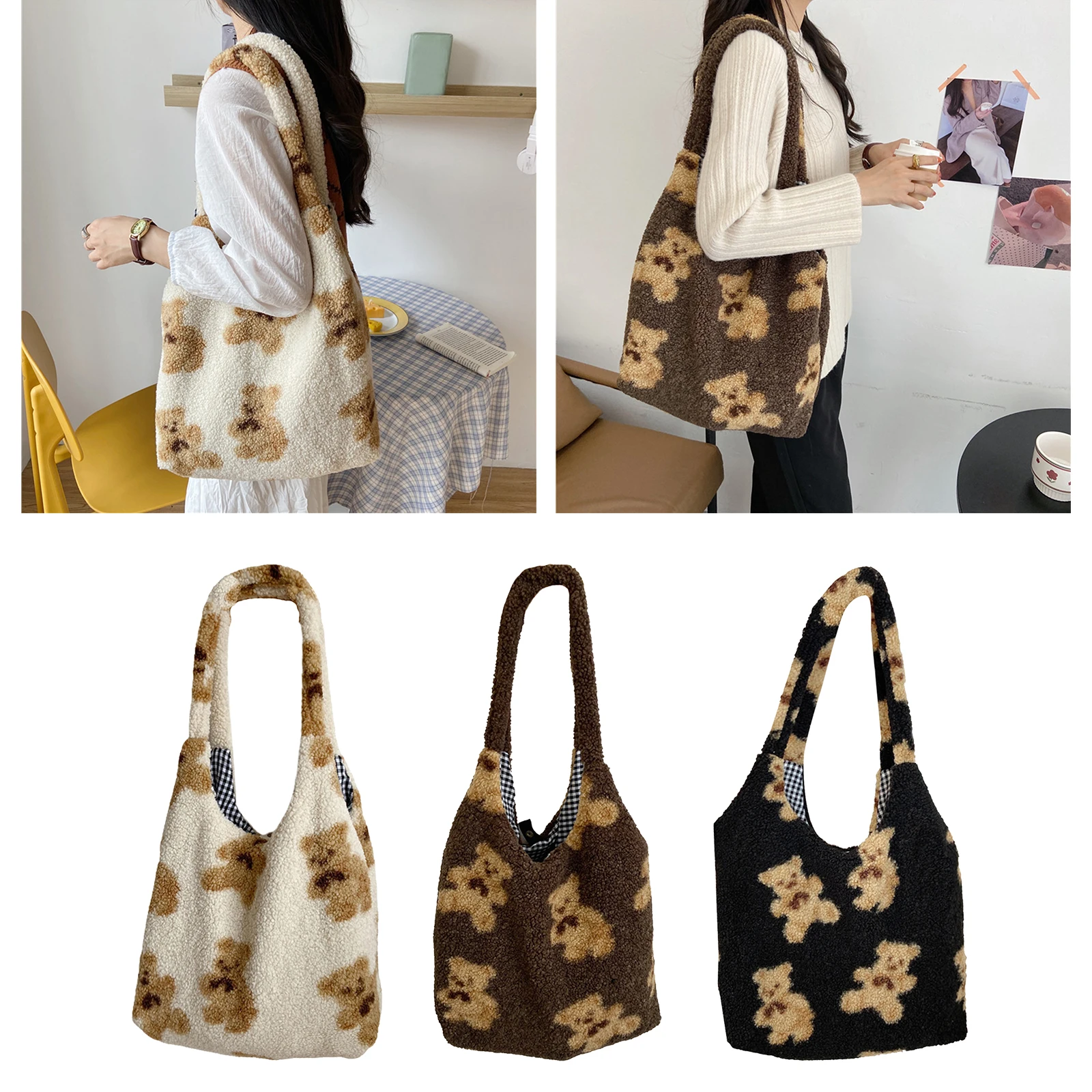 Women Plush Sheep Handbags New Design Girl Fashion Lamb Like Fabric Shoulder Bag Winter Warm Cute Book Bags For Girls