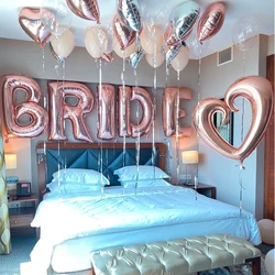 5pcs 32 inch Rose Gold BRIDE Letter Foil Balloons Wedding Decorations Team Bride Alphabet Air Baloon For Bride Wedding Ballon