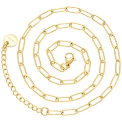 ZHUKOU Punk Stainless Steel Necklace for Men Women rectangle Link Chain Chokers Vintage Gold plated Choker with mini Coin VL101