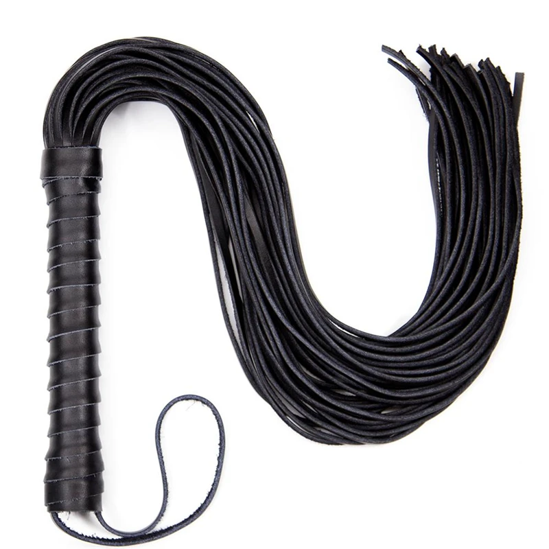 68CM Genuine Leather Tassel Horse Whip With Handle Flogger Equestrian Whips Teaching Training Riding Whips