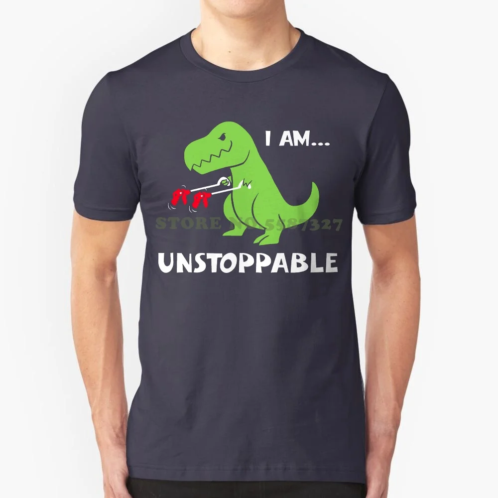 Hip Hop Novelty T Shirts Brand Clothing O Neck Men T Rex Dinosaur I Am Unstoppable T Shirt Xmas Cotton Short Sleeve Shirts