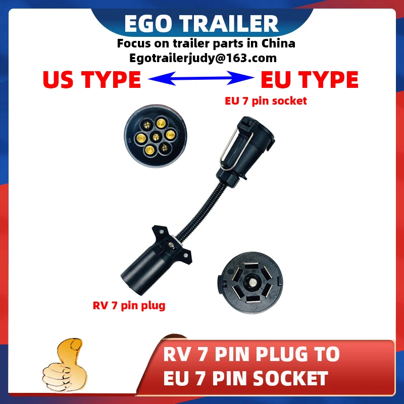 7 Pin Trailer Round Socket Female Plug to 7 RV Plug Trailer Adapter Connector Adaptor RV Parts Camper Caravan Access